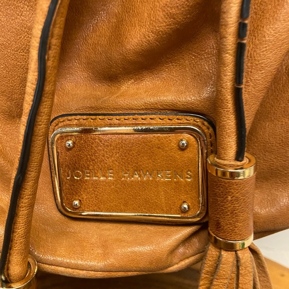 Joelle Hawkens Soft Smooth Caramel Color Leather Drawstring Bucket Bag - Picture 3 of 16